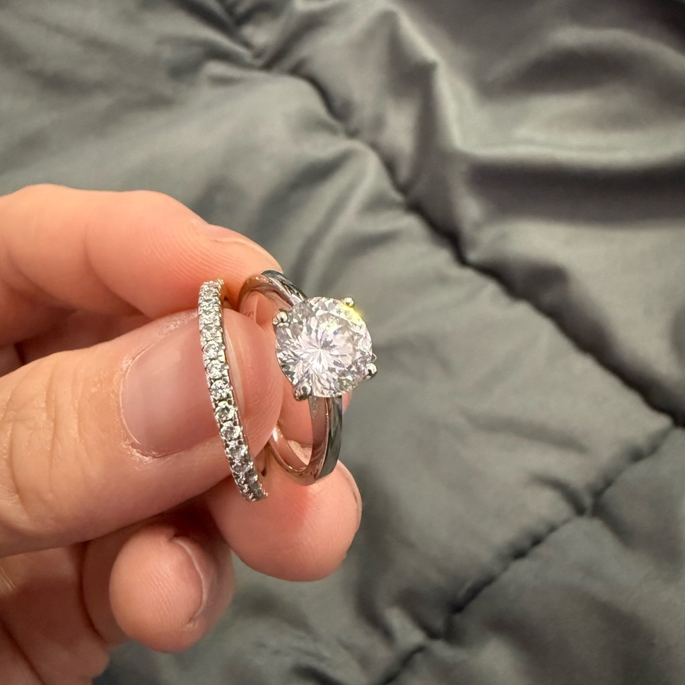 Silver and White Diamond Rings with Elegant Designs